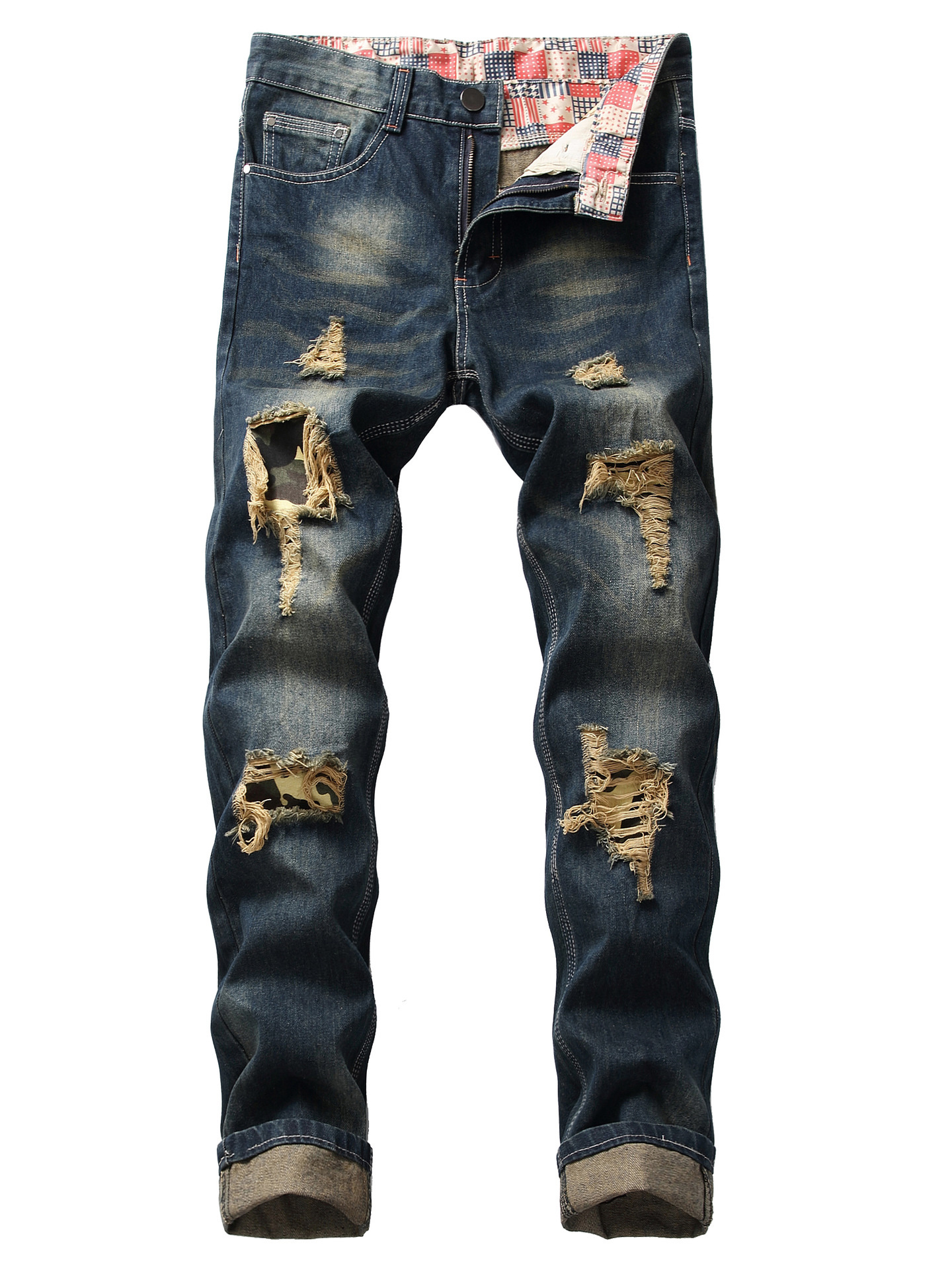 One Size Smaller Order Size Men's Washed Blue Ripped Temu