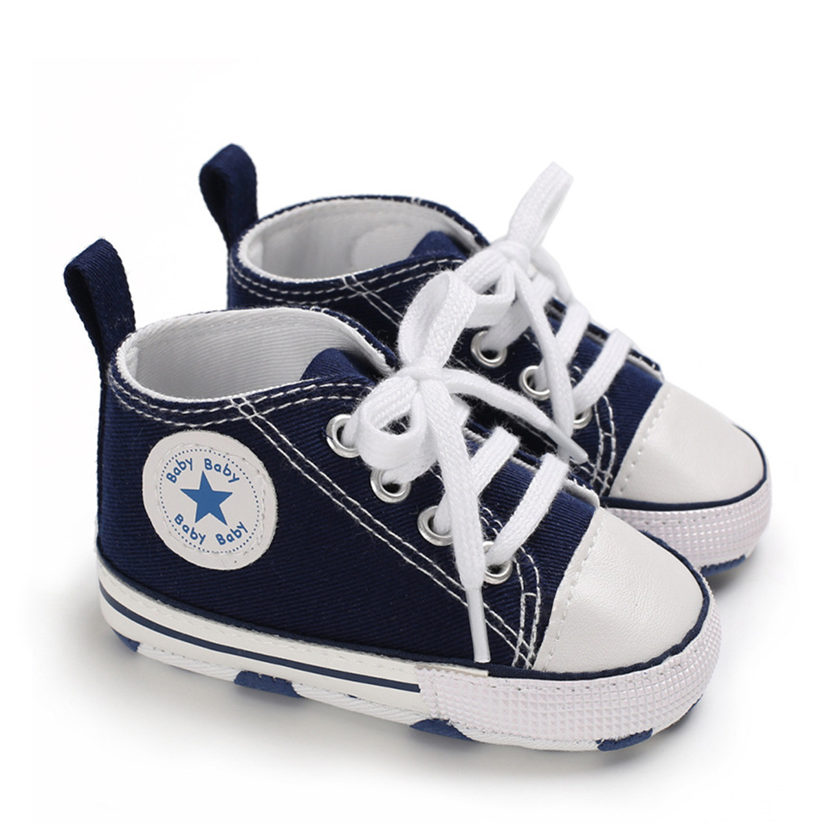 Elasticated Canvas Trainers for Babies - denim blue, Shoes