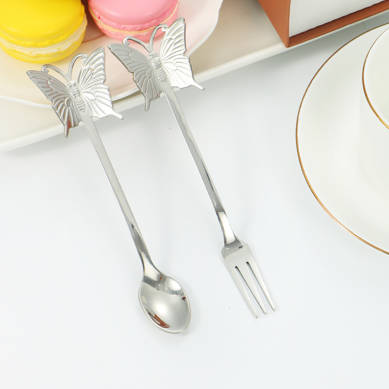 304 Stainless Steel Butterfly Spoon Fork Coffee Mixing Spoon - Temu