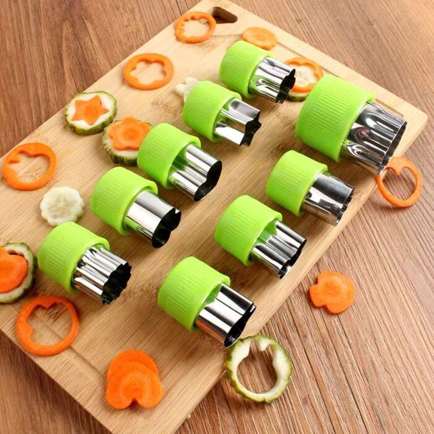 9 Pcs Stainless Steel Fruit Vegetable Cutter Shapes Set-Mini Cookie Slicer  Mold