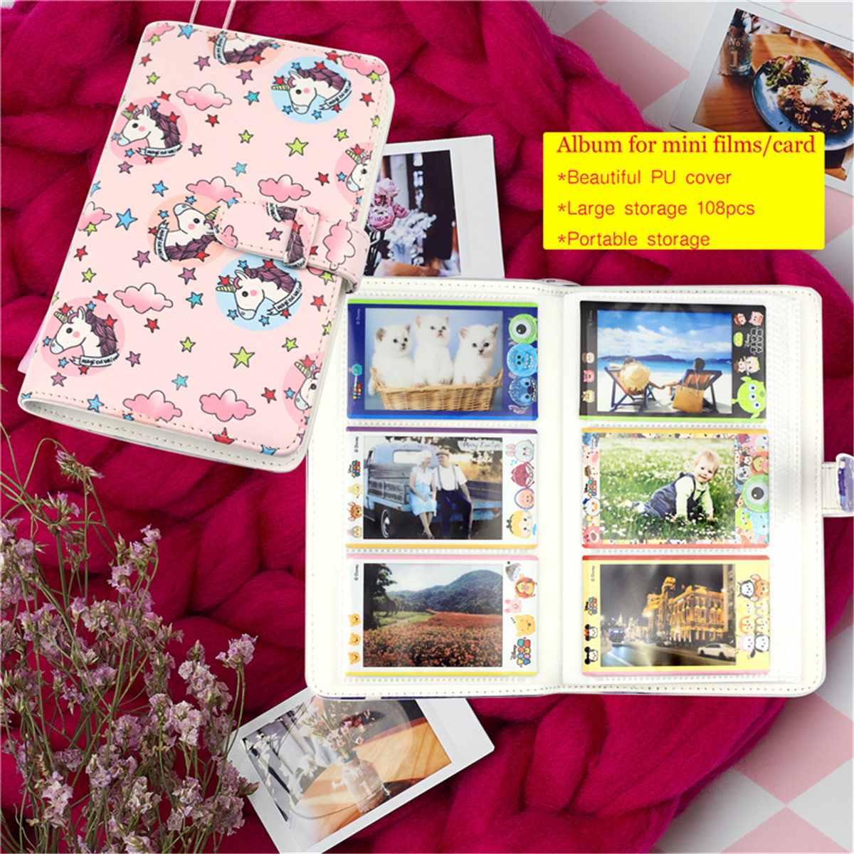 108 Sheets Instax Mini Album High Capacity Photo Collection Book Fashion  Design Bag for Fujifilm Instax