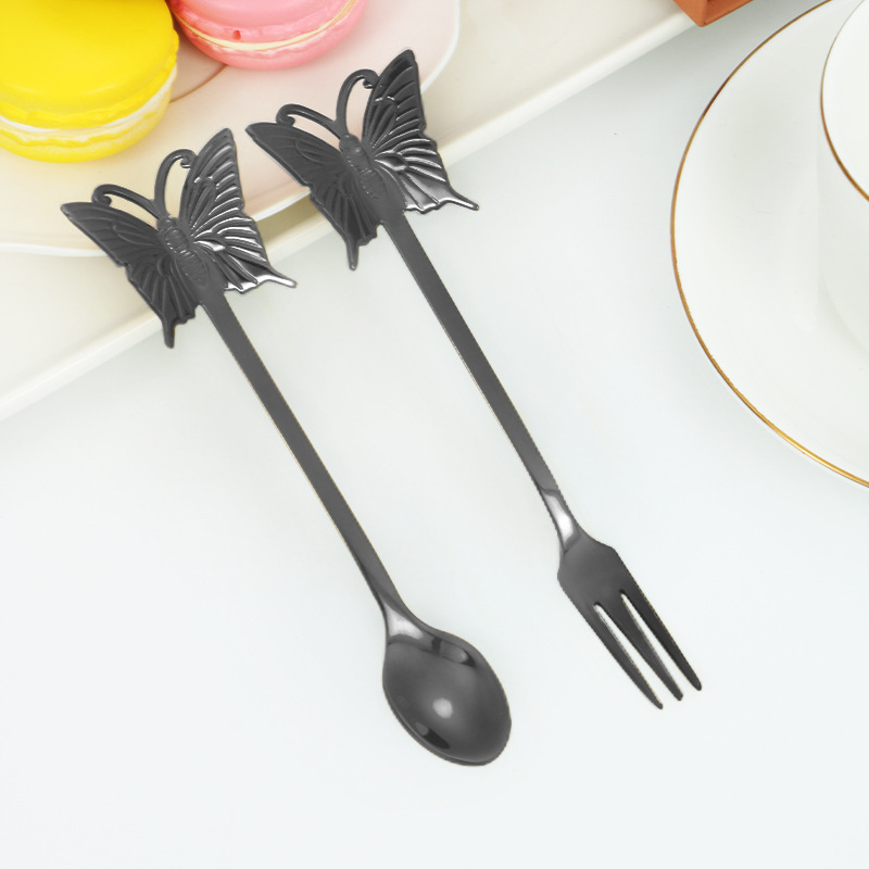 304 Stainless Steel Butterfly Spoon Fork Coffee Mixing Spoon - Temu