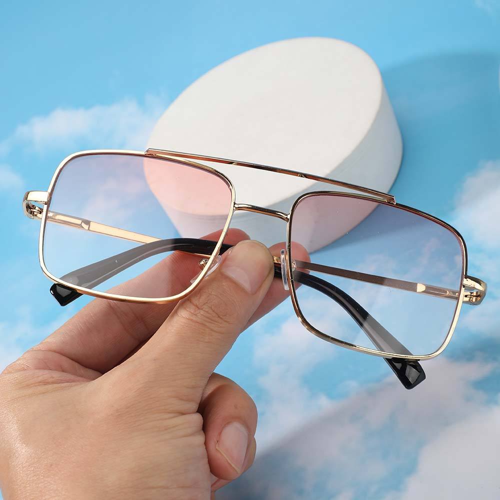 Oversized Square Aviator Sunglasses For Men Women Pilot Shades Golden Frame  Vintage Sun Glasses - Temu