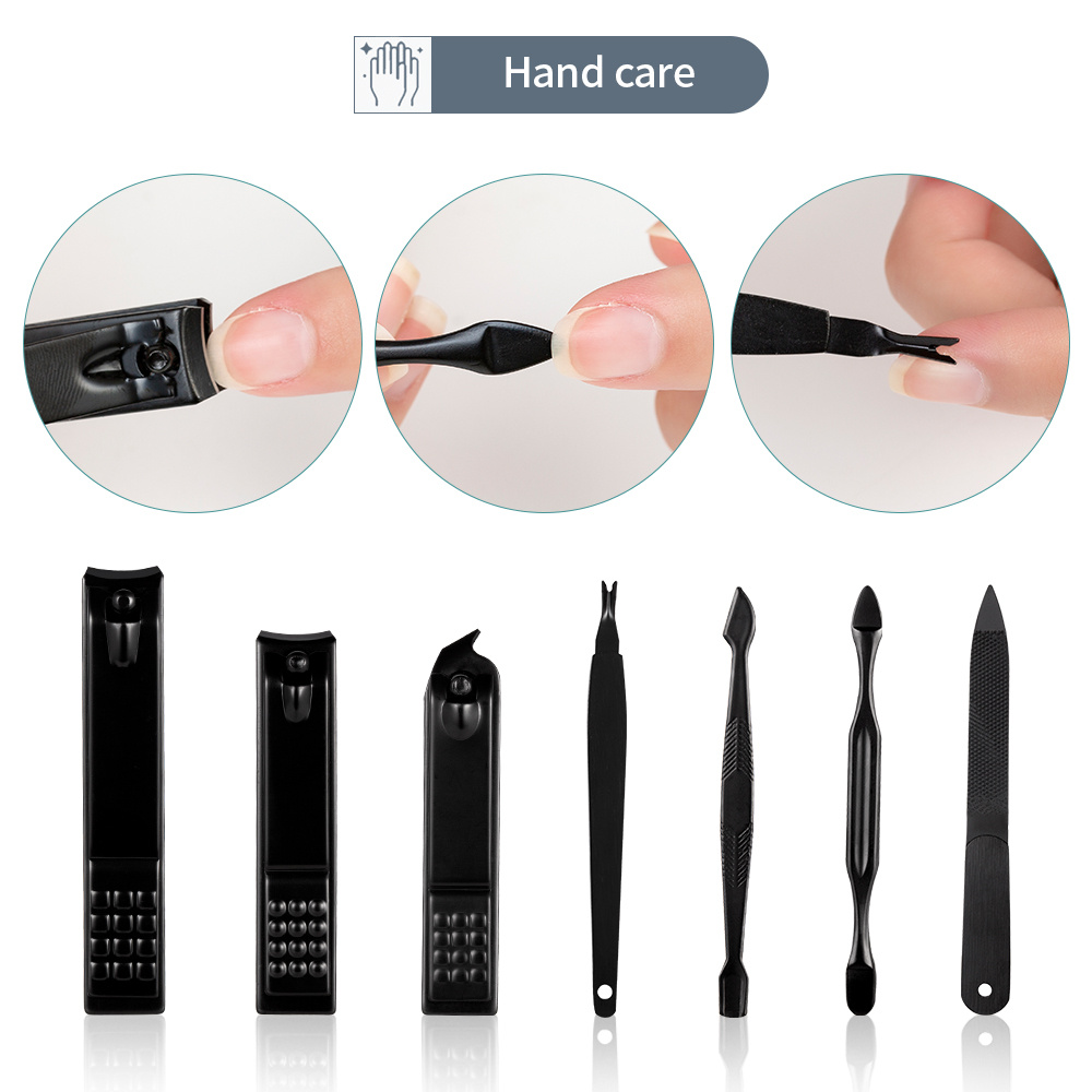 Classico Set Manicure Nero Accessori In Acciaio Inox Viso - Temu Italy