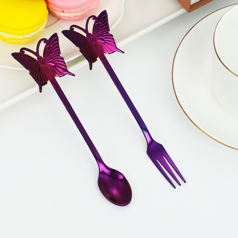 304 Stainless Steel Butterfly Spoon Fork Coffee Mixing Spoon - Temu