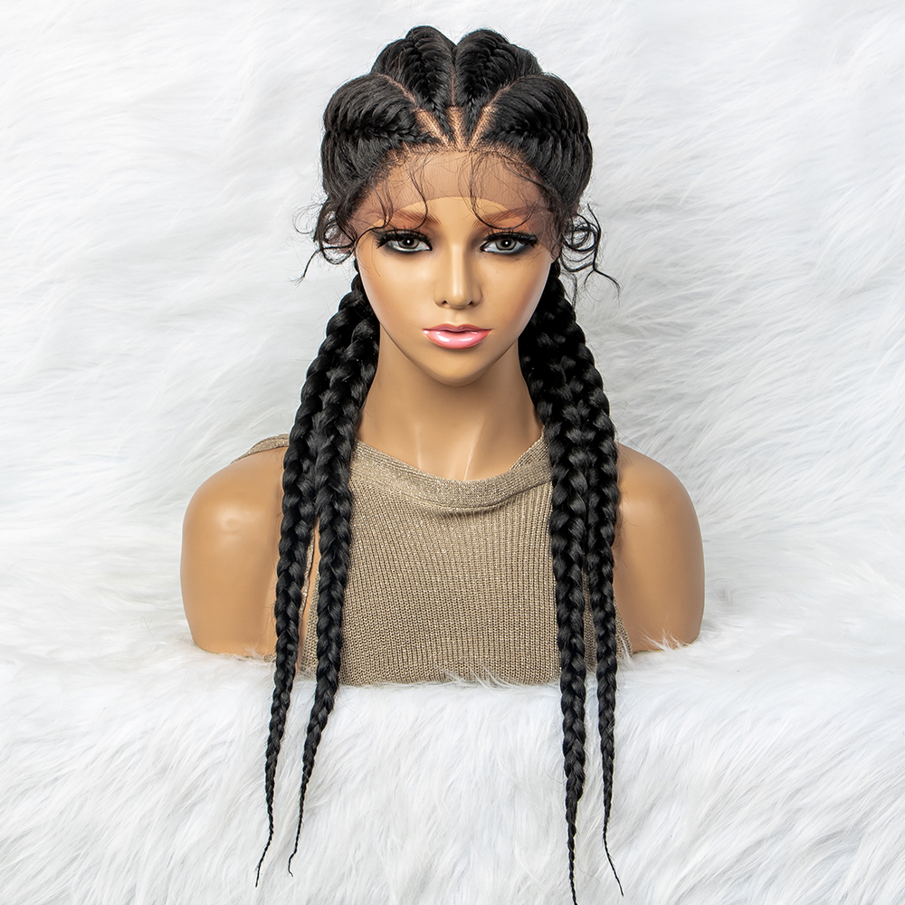 Long Braided Lace Front Wig Babyhair Double Holland Box - Temu