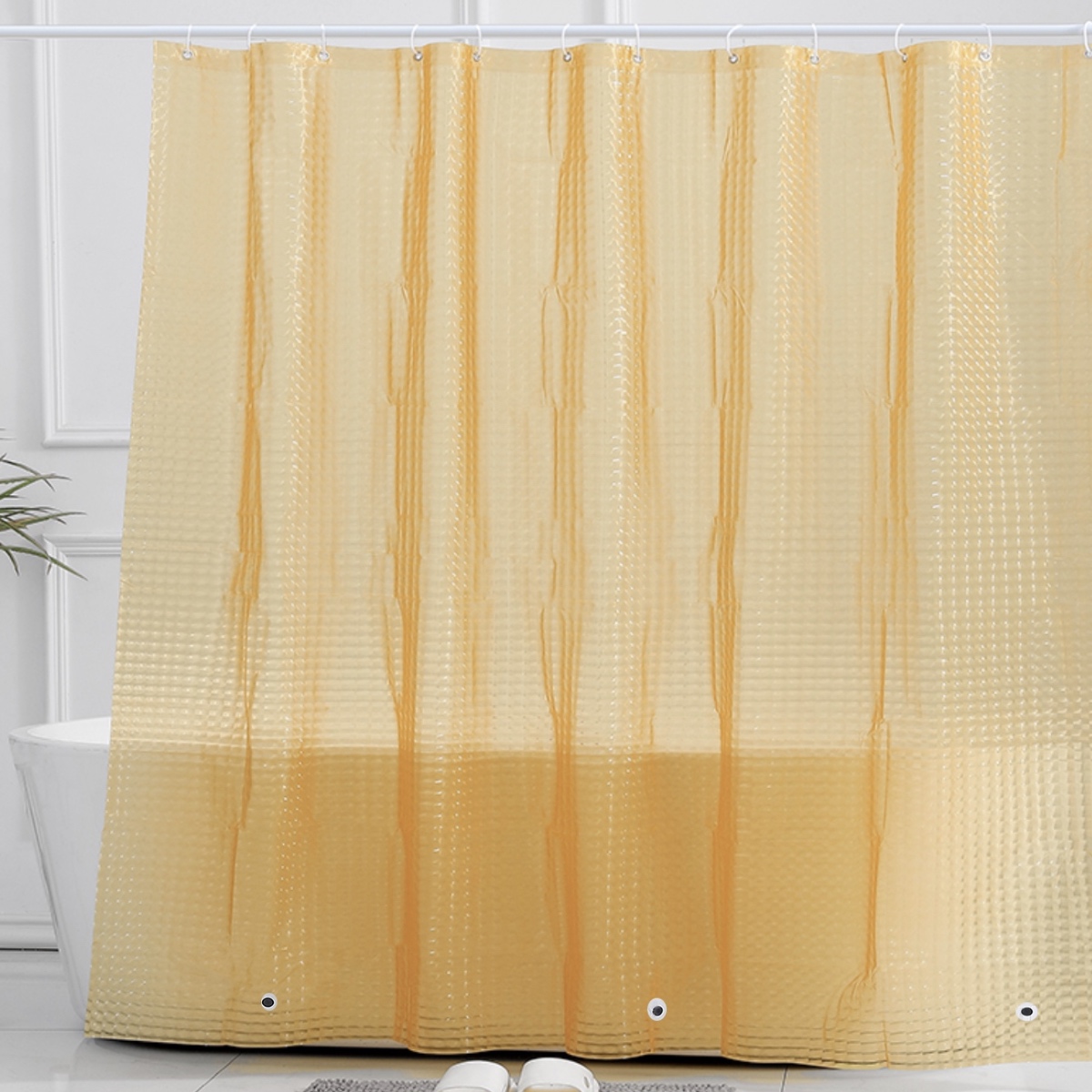 Shower Curtain Liner Clear 3d Design Semi transparent Hooks - Temu Canada