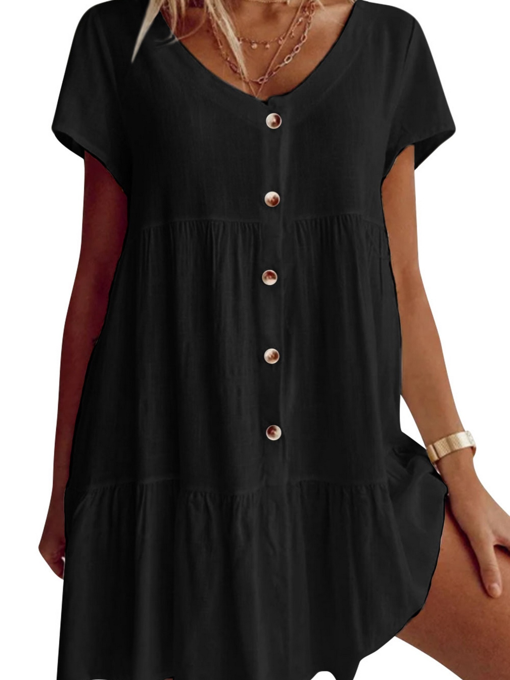 Women's Dresses Casual V neck Short Sleeve Tunic Summer - Temu