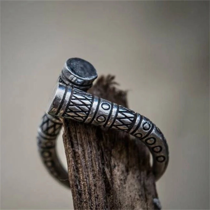 Viking Amulet Pattern Ring, Bold Statement Design
