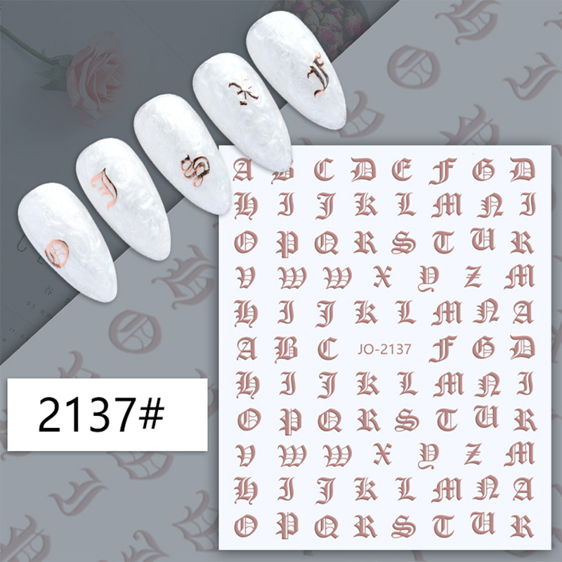 2pcs Letter Nail Stickers, Gold Silver 3D Numbers English Alphabet Nail Art  Decals Self-Adhesive Sliders DIY Nail Art Decoration Tips