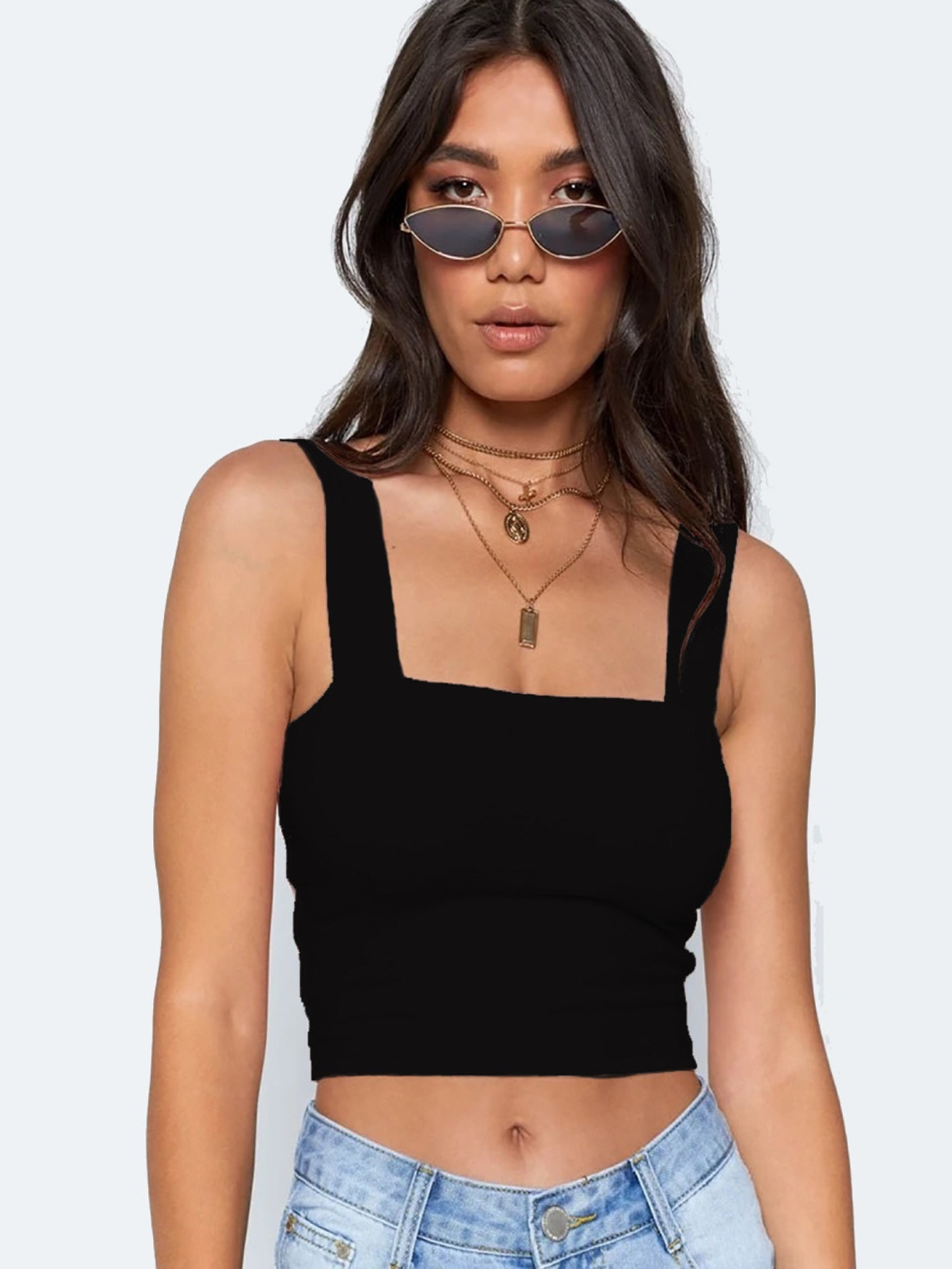 Women Y2K Sexy Camisole Tops Sleeveless Square Neck Cami Tops