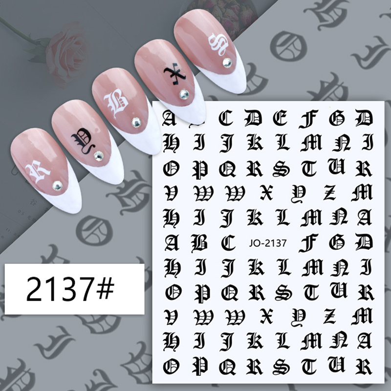 Nail Art Stickers Alphabet Sticker Letter Stickers Transfers Black Old  English Font Letter Goth Gothic Nail Sticker Decoration - Stickers & Decals  - AliExpress
