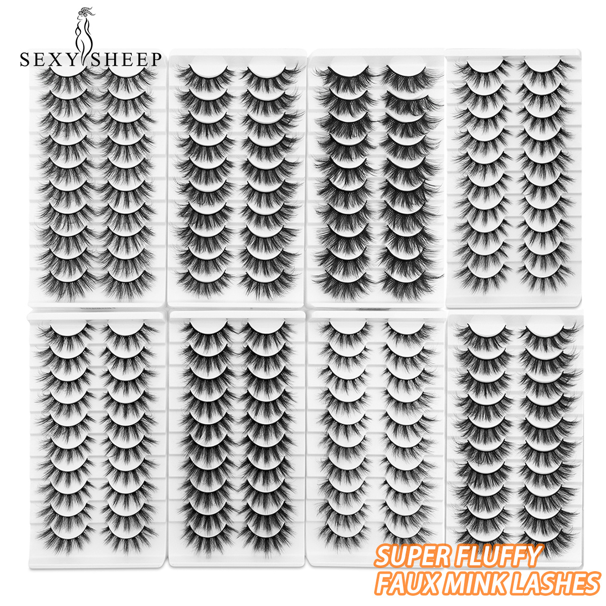 10 Pairs 6D Faux Mink Natural False Eyelashes Fluffy Dramatic Lashes