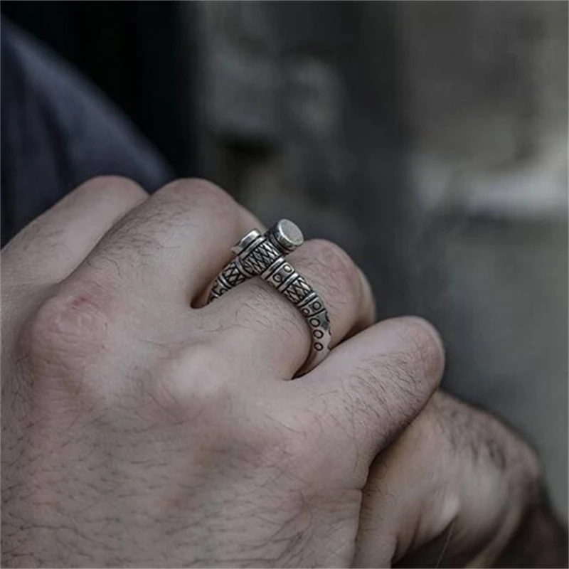 Viking Amulet Pattern Ring, Bold Statement Design
