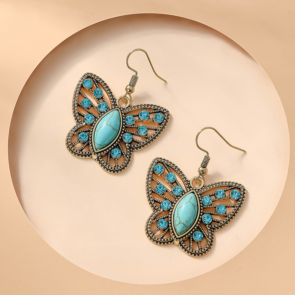 Turquoise hot sale rhinestone earrings