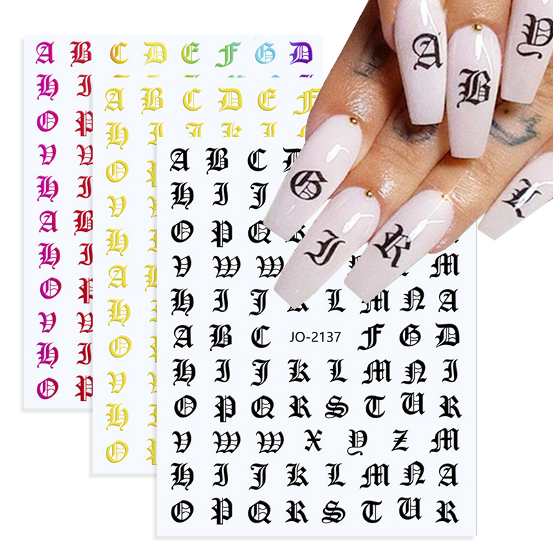 Anglican Old English letters Nail Art Decal Sticker - Nailodia