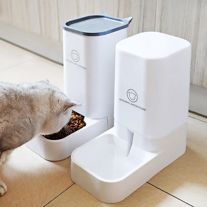 Automatic Pet Feeder with Double Food Bowls and Water Dispenser - Perfect  for Cats and Small Dogs, Includes Cat Water Fountain