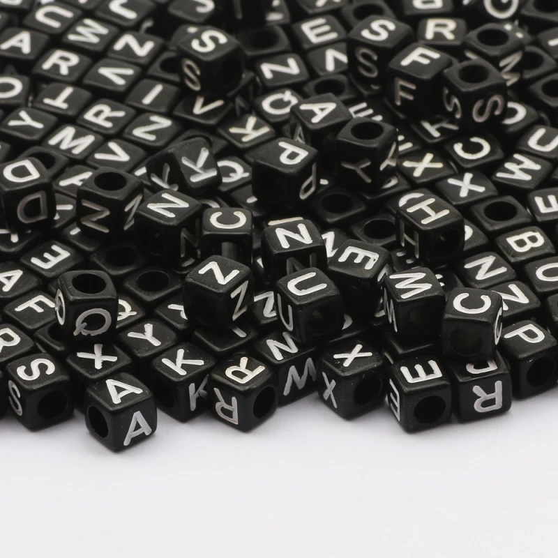 Black Square Game Dice Beads Acrylic Spacer Beads For - Temu