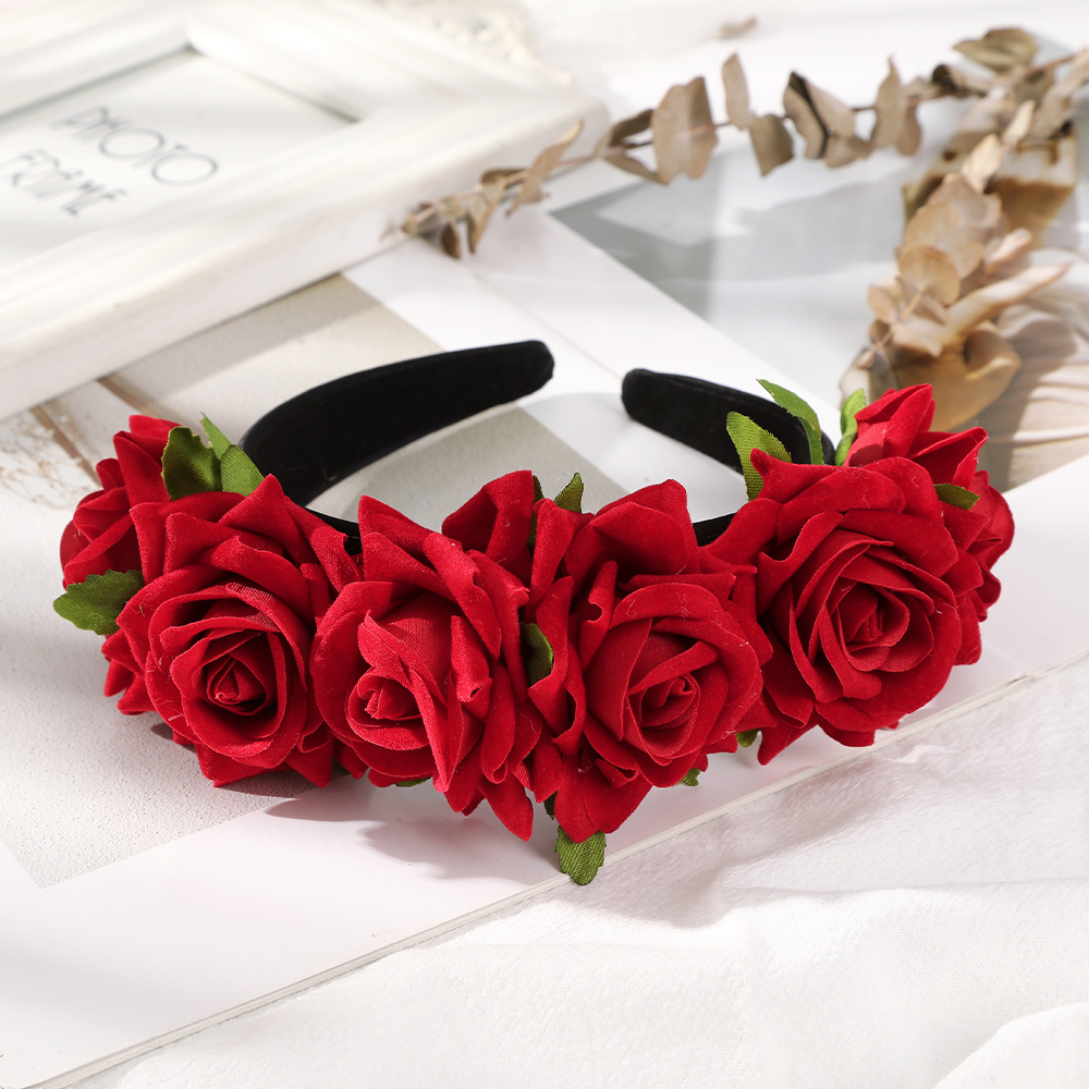 Corona floreale di rosa Fascia per capelli boho Accessorio per capelli  vintage di colore solido