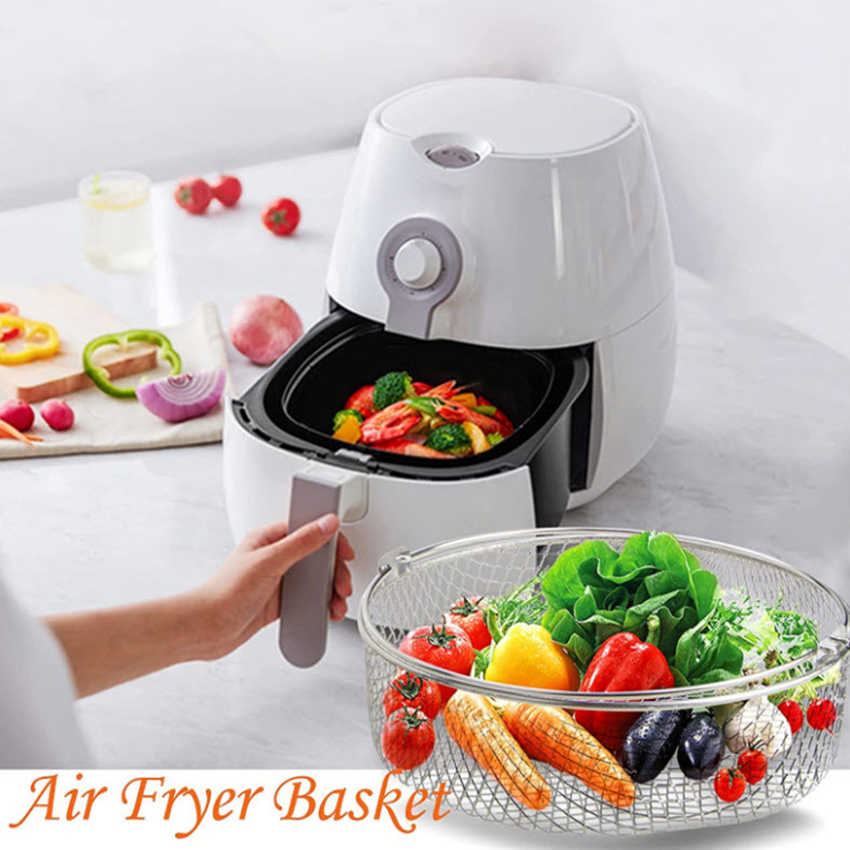  Air Fryer Basket For Oven, Stainless Steel Air Fryer Tray,  Non-stick Mesh Basket Set, Oven Air Fryer Basket Wire Rack Roasting Basket,  2 Piece Set : Home & Kitchen