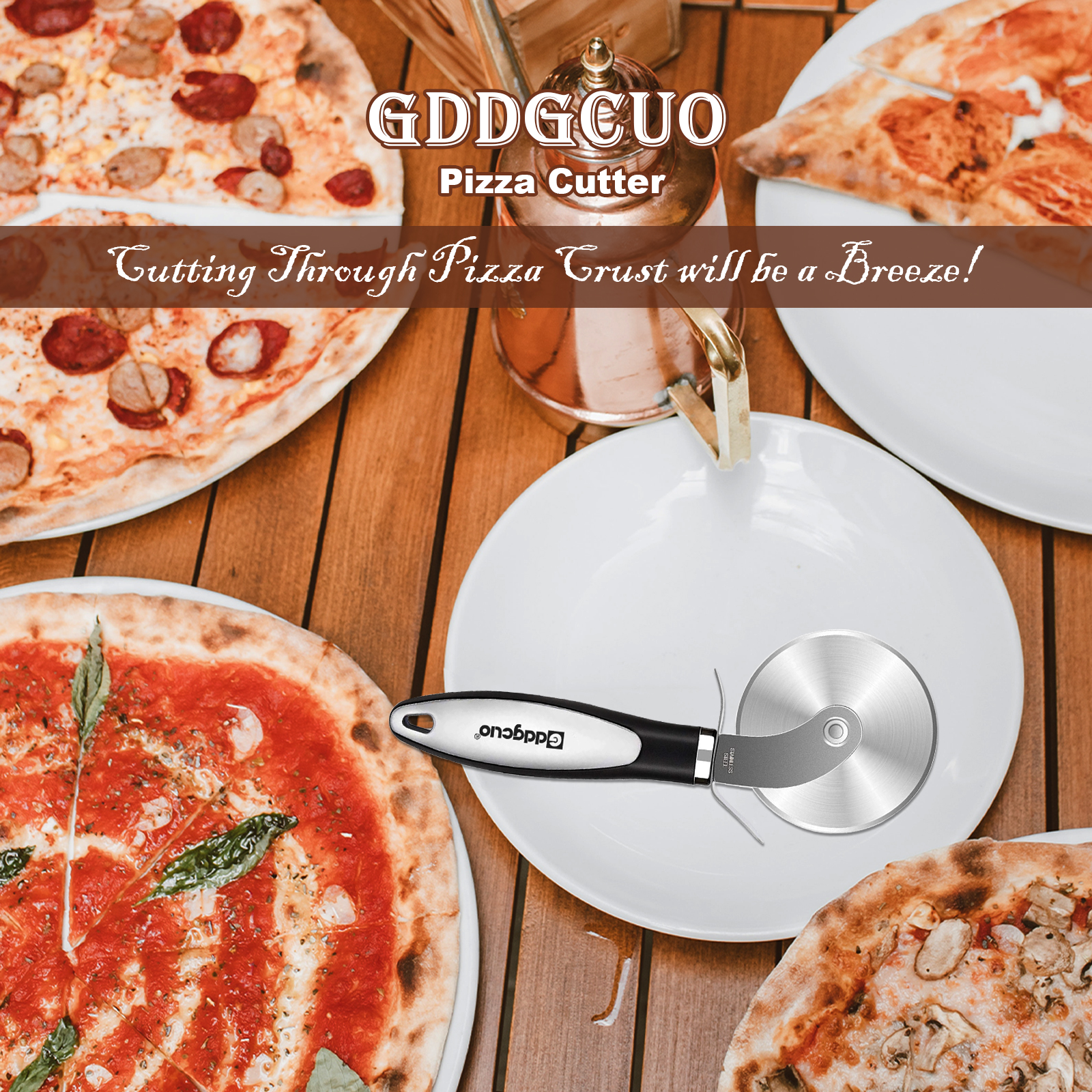  yq Mini cortador de pizza de acero inoxidable, cortador de  rueda de pizza de 5 pulgadas, cortador de pizza para hornear, accesorios de  pizza, herramienta de cocina para ahorrar espacio (gris) 