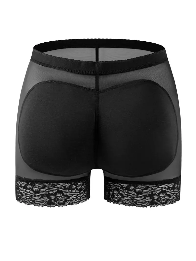 GERIEXH Hip Pads Shapewear Hip Padded Lace Panties-Black_L