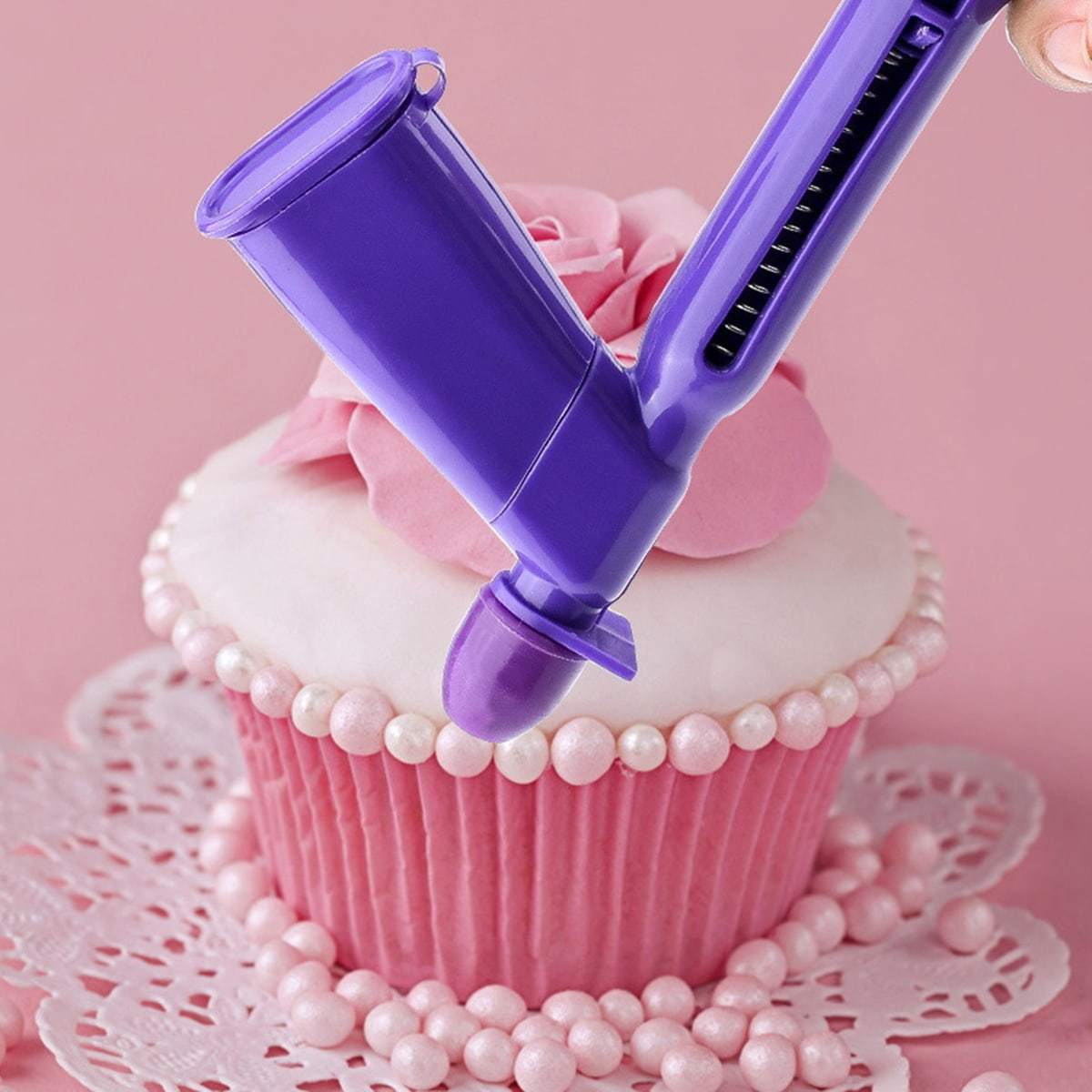

1pc Purple Plastic Pearl Applicator, Convenient And Fast Edible Pearls Fondant Cake Decorating Tool For Sugar Balls Craft