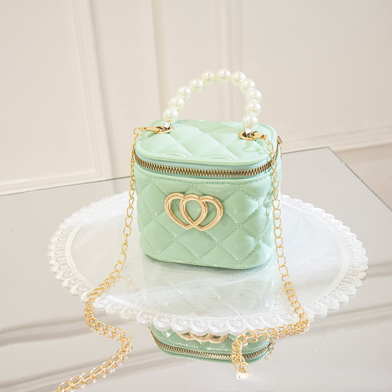 Mini Heart Decor Bucket Bag Faux Pearl Top Handle Bag Chain - Temu