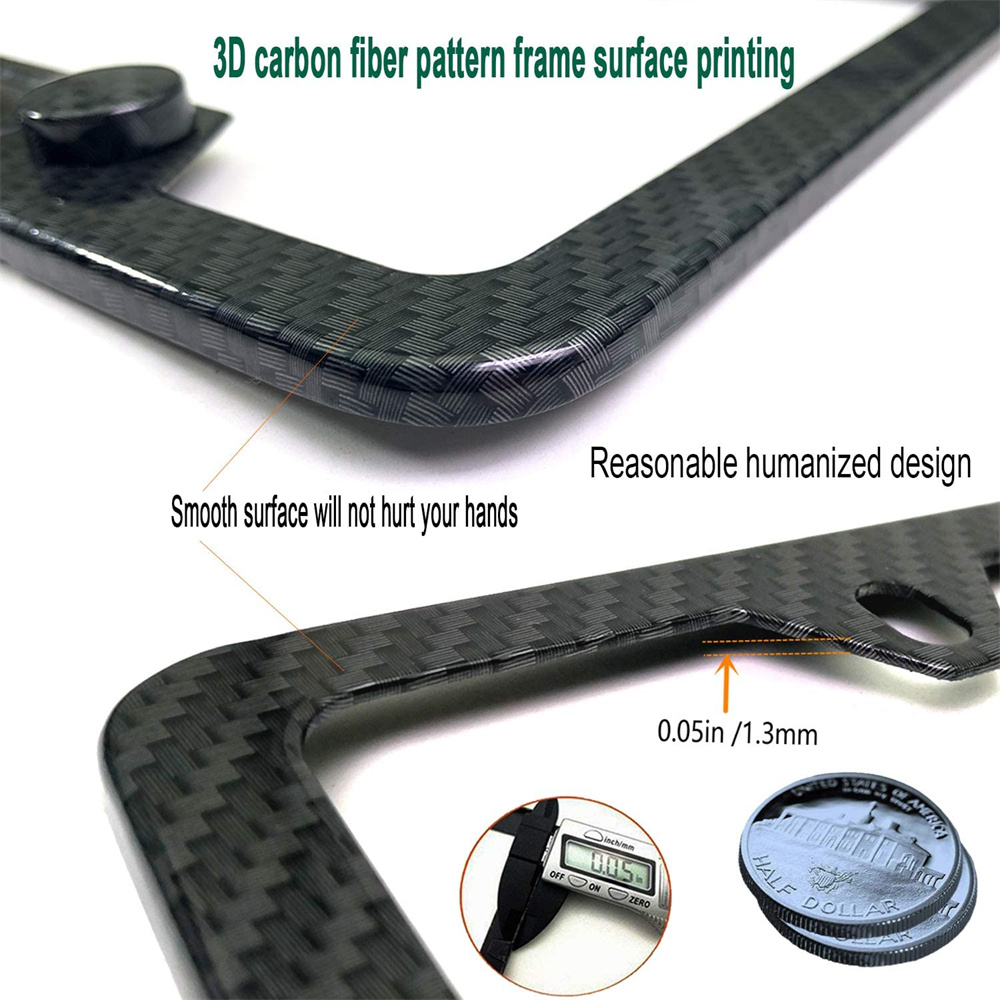 Carbon Fiber Pattern License Plate Frame Black Smoked Tinted - Temu