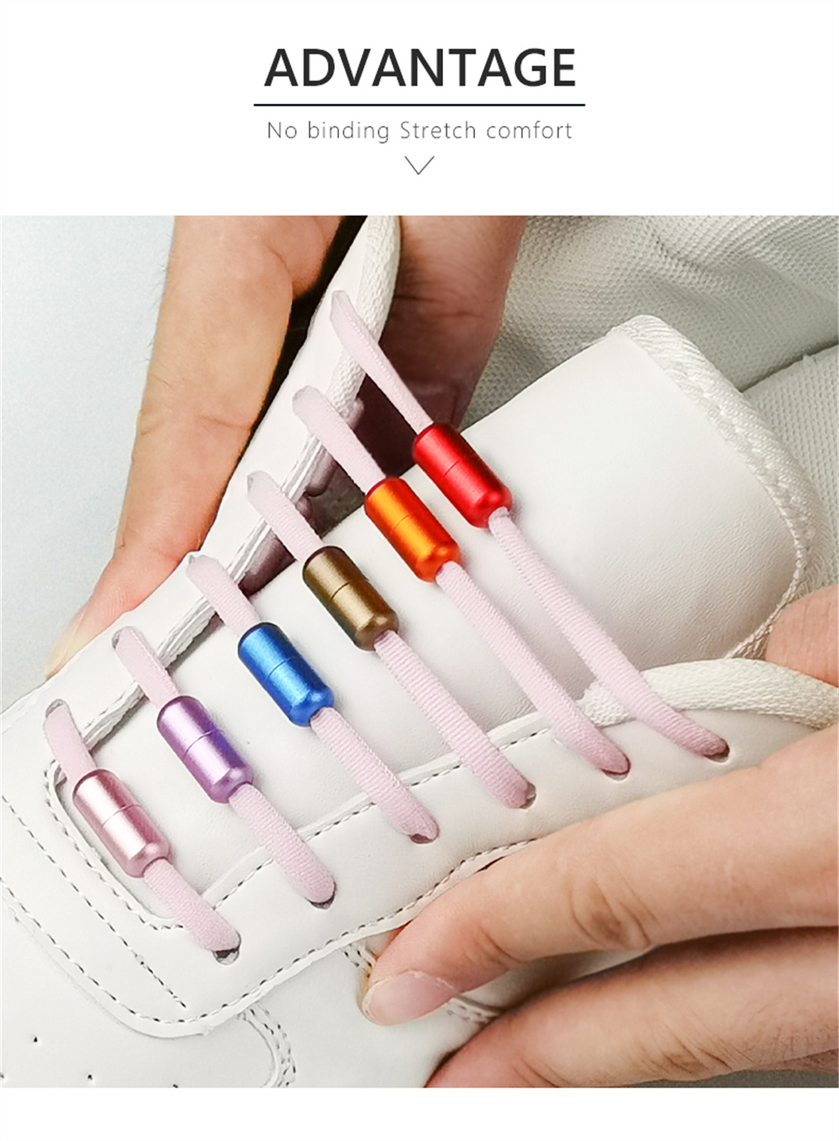 Elastic No Tie Shoelaces Shoe Laces and Adult Sneakers Shoelace Quick Lazy Metal Lock Strings Rope Round Semicircle