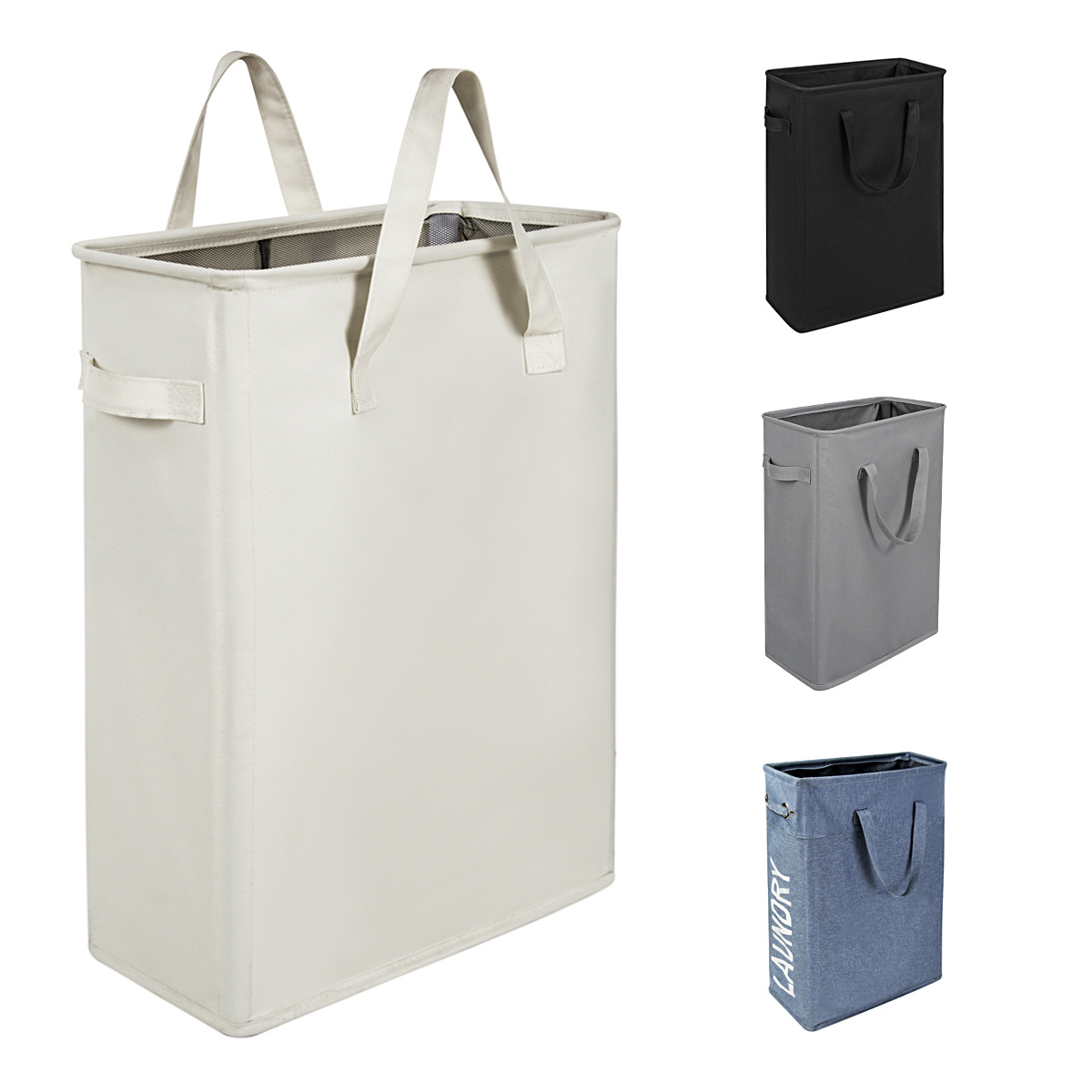 GZMXM Cesta grande para ropa sucia de 75 litros con tapa y bolsa extraíble,  cesta de ropa sucia plegable con asas de cuerda, cesta de almacenamiento