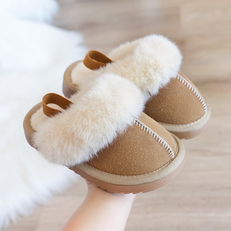 Women's Fluffy Furry Slipper Boots, Comfortable Closed Toe Slip On