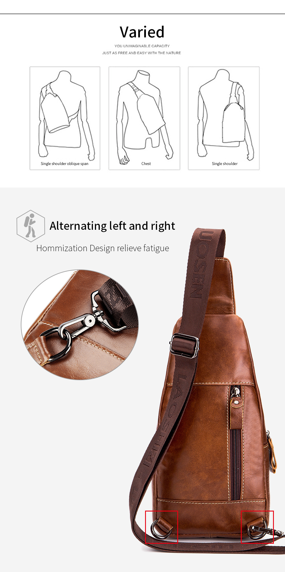 Natural Original Leather Male Larger Capacity Design Handbag