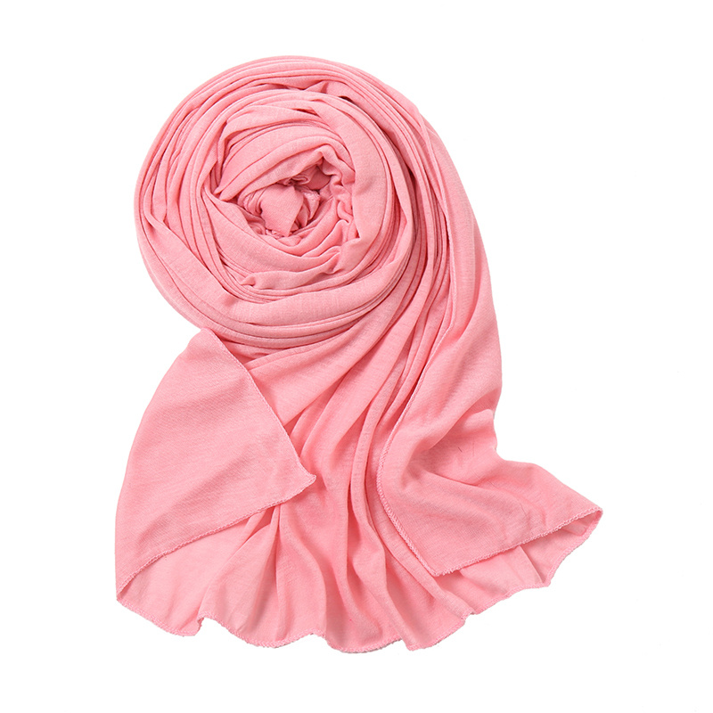 Solid Color Jersey Hijab Women Thin Breathable Scarf Long - Temu