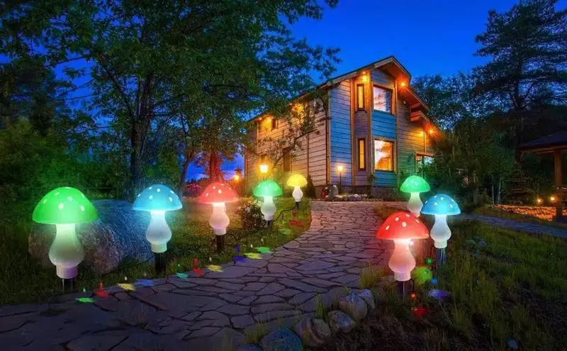 solar mushroom light multi color changing led outdoor flowers garden courtyard yard patio outside christmas holiday decor led lights details 8