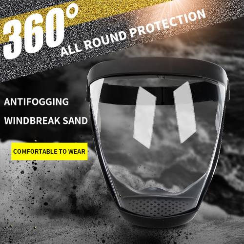 Protective Mask High-definition PC Panel Thickened Rubber Frame Windproof Dust Anti-spatter Welding Anti-fog Full-face Mask