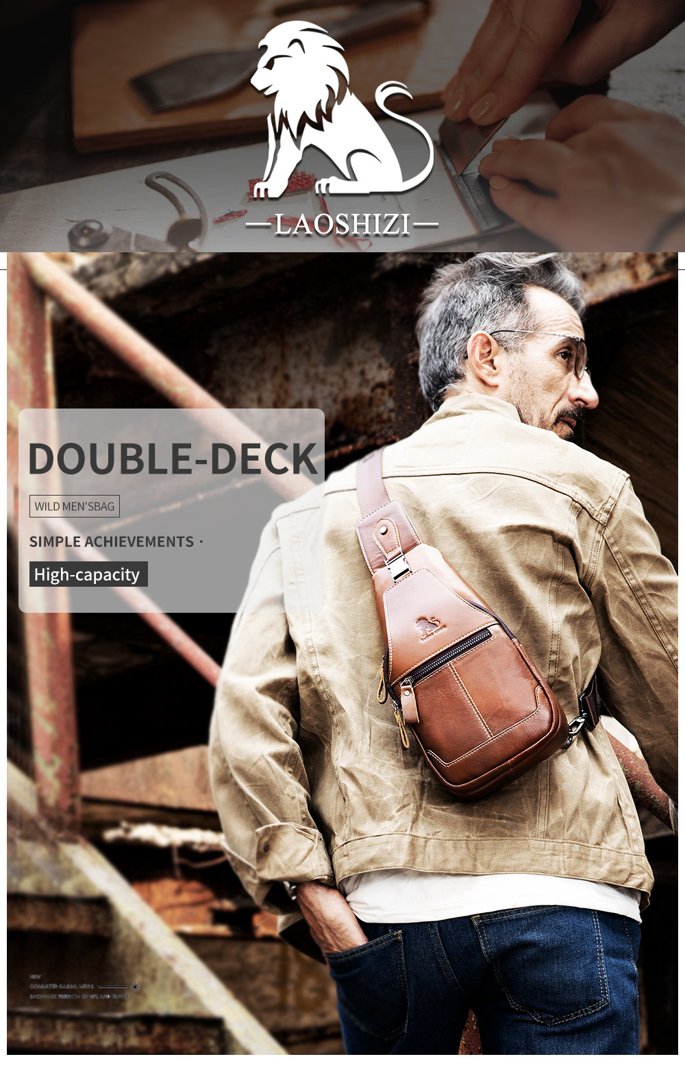 LV Men's Chest Bag Korean Leather Shoulder Bag Retro Pocket