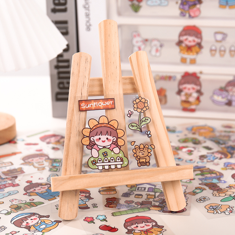 20Sheets Cute Kawaii Cartoon Sticker Cartoon Cartoon Little Girl Sticker  Kit Cute Sticker Small Size Clipboard Stickers