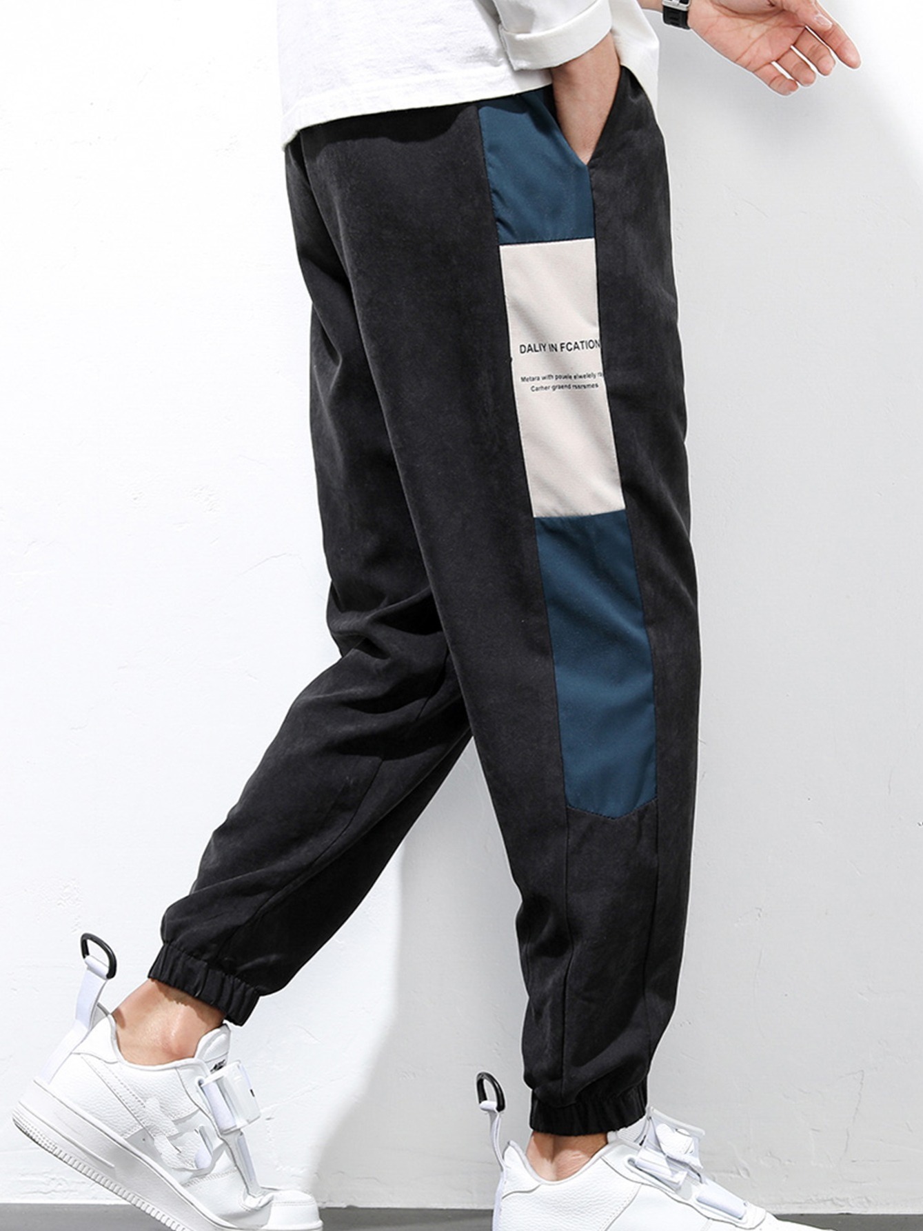 Contrast Color Side Strip Design Print Drawstring Sweatpants - Temu
