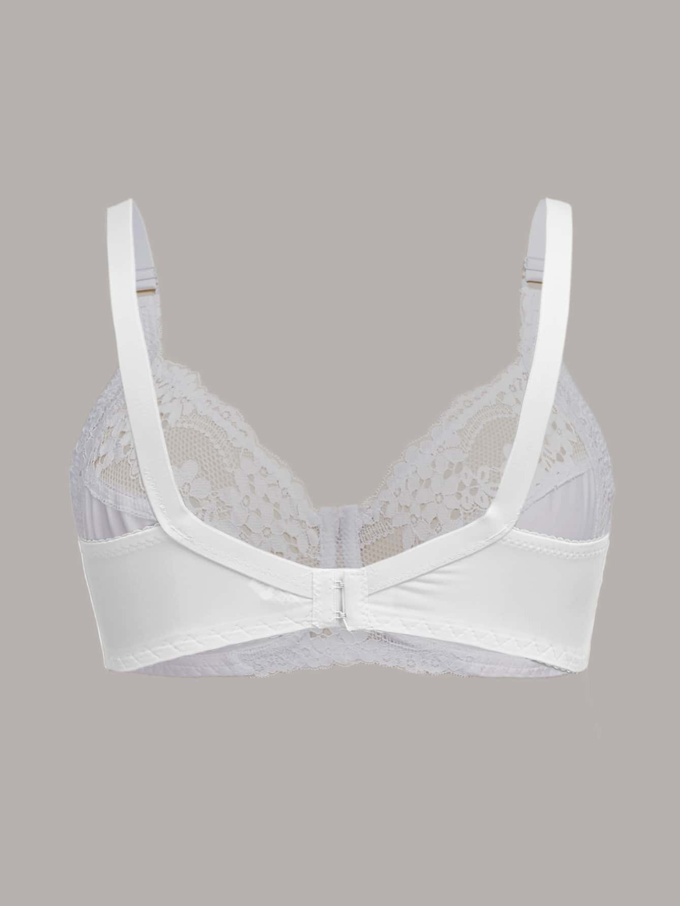  Womens Full Coverage Floral Lace Underwired Bra Plus Size  Non Padded Comfort Bra 48D White