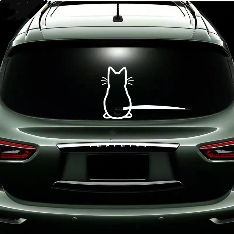 

Cute Cat Car Window Sticker, Reflective Decoration With Pvc For Universal Car