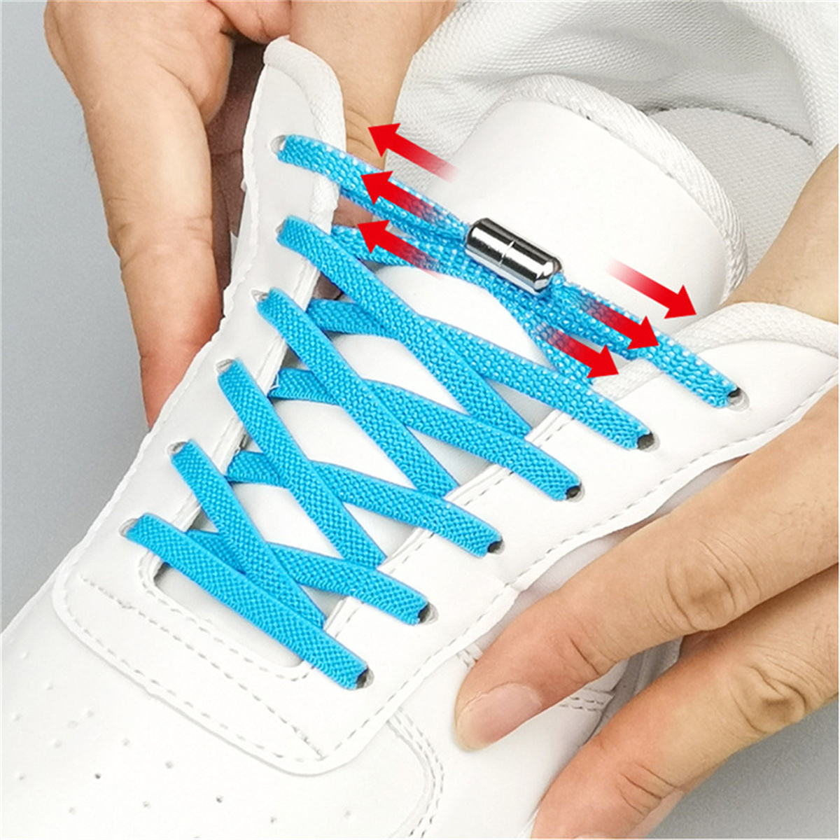 A Pair of Elastic No Tie Shoelaces Laces for Kids and Adult Sneakers Quick Lazy Metal Lock Strings Rope Roun Cordones Elasticos Zapatillas,Temu