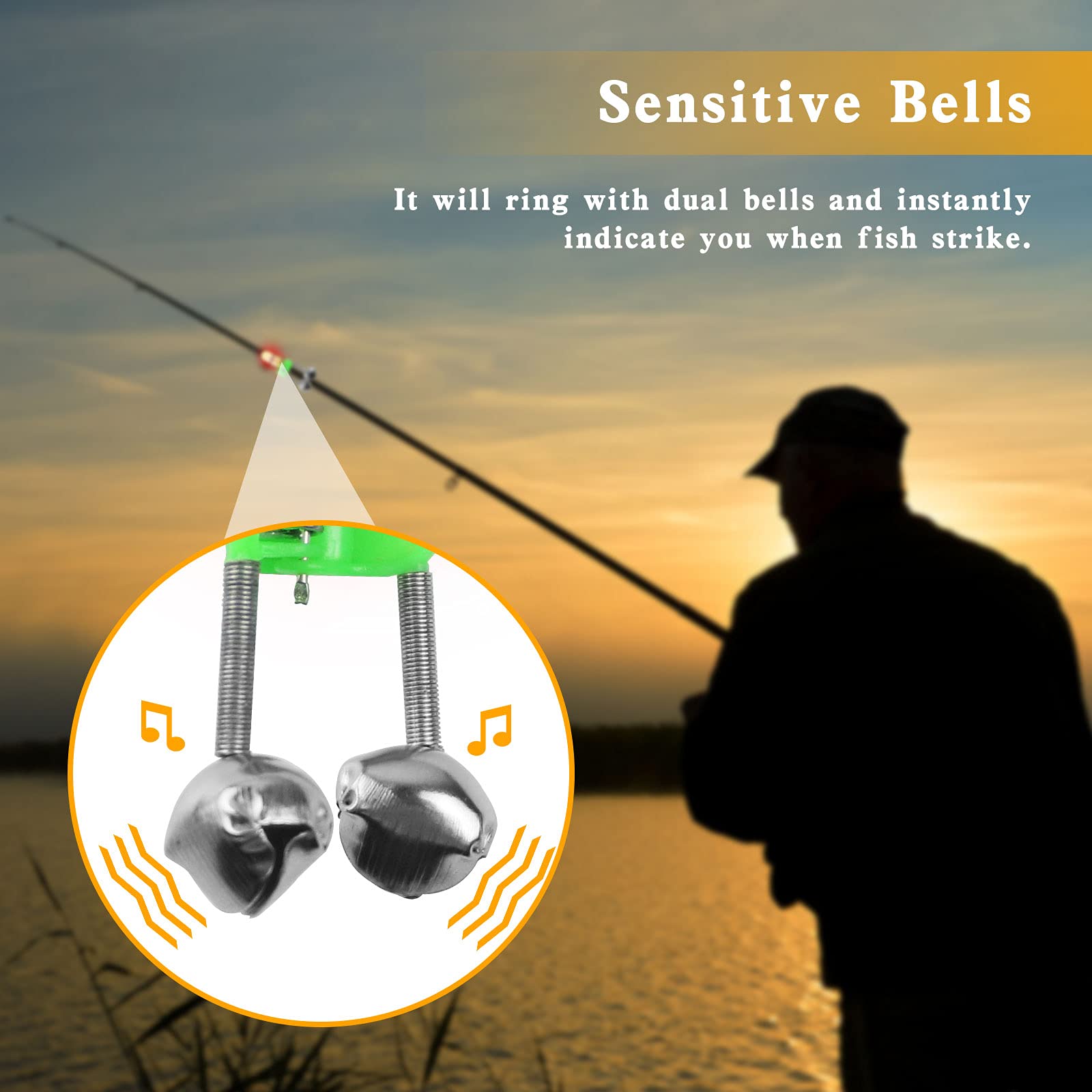 Portable Led Night Fishing Rod Bait Alarm Twin Bells Fish - Temu Israel