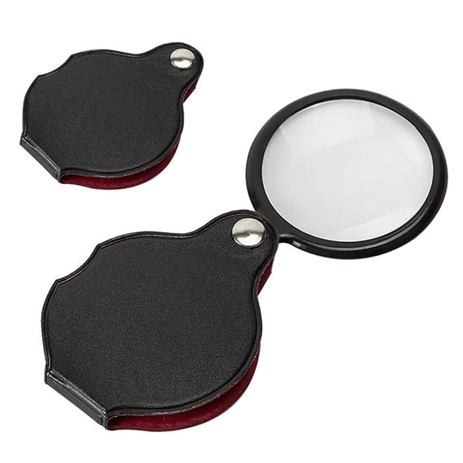 I019 1pc Leather Folding 50mm Magnifying Glass Office Products Temu