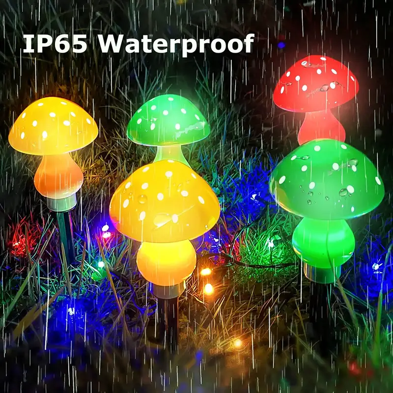 solar mushroom light multi color changing led outdoor flowers garden courtyard yard patio outside christmas holiday decor led lights details 1