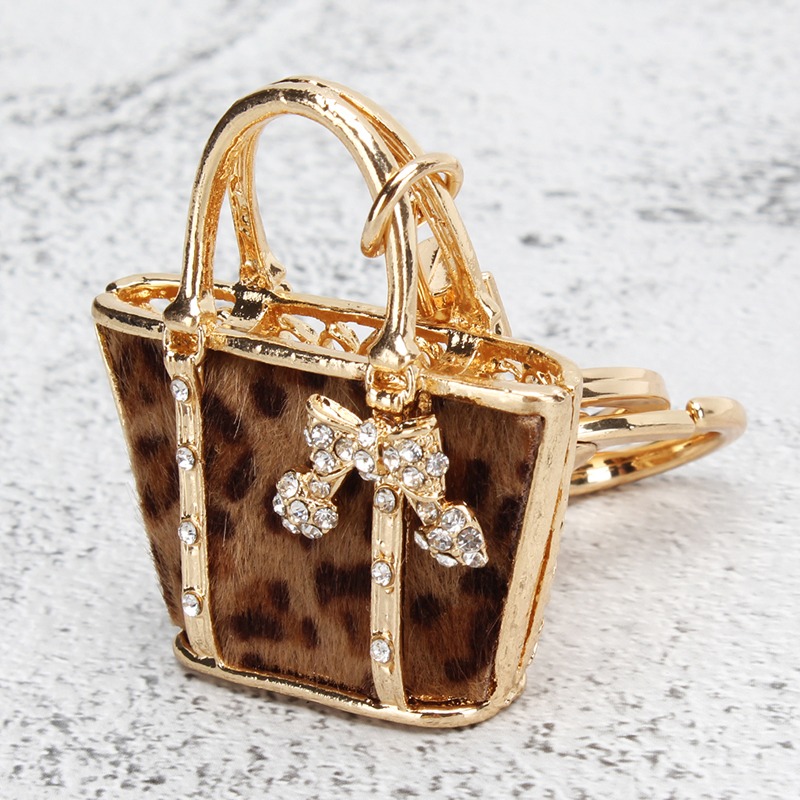 Temu Charms Leopard Pattern Bag Shaped Keychains Pendant Car Wallet Key Chain Key Accessories Purse Handbags Phone Key Ring, Christmas Styling & Gift