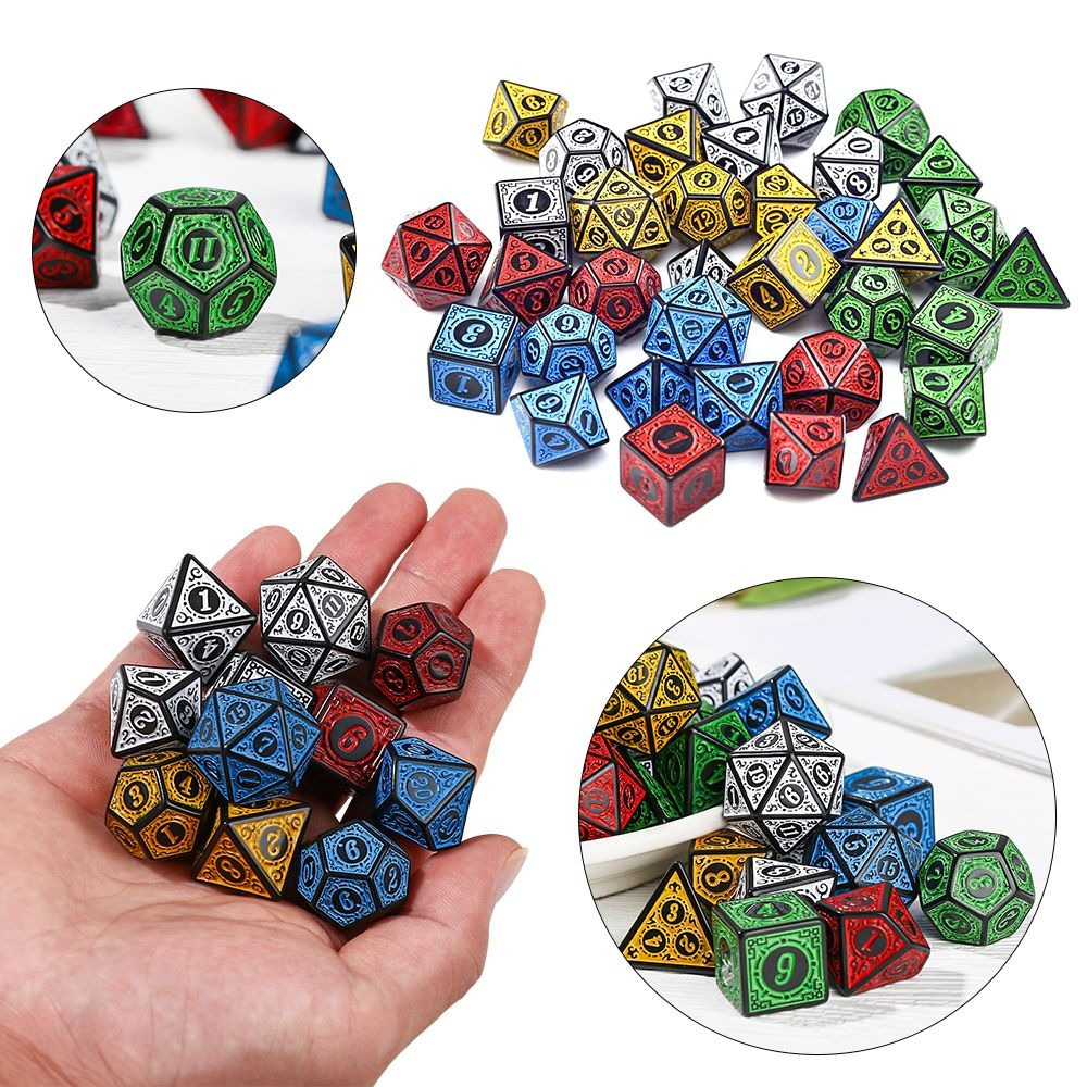 35pcs Premium 5-Color Multi-Sided Dice Set for Board Games and Solitaire - Enhance Your Gaming Experience with Precision and Style