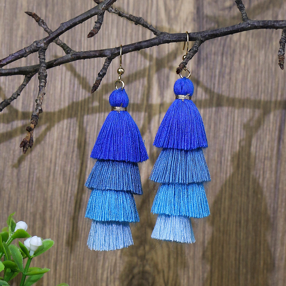 Blue ombre tassel on sale earrings