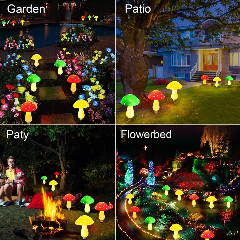 solar mushroom light multi color changing led outdoor flowers garden courtyard yard patio outside christmas holiday decor led lights details 3