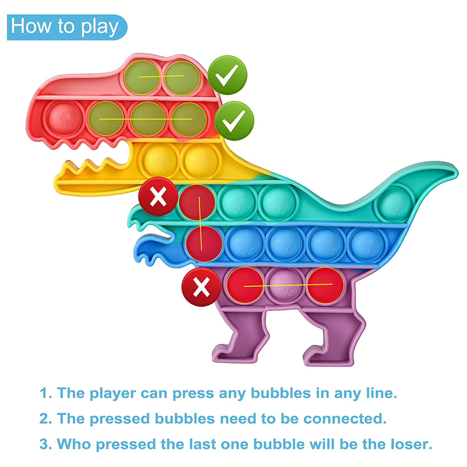 Dinosaur Pop Bubble Fidget Sensory Toys, Squeeze Sensory Toys, Novelty  Gifts For Boys And Girls, Stress Relief And Anti-Anxiety Tools For Kids And  Adu